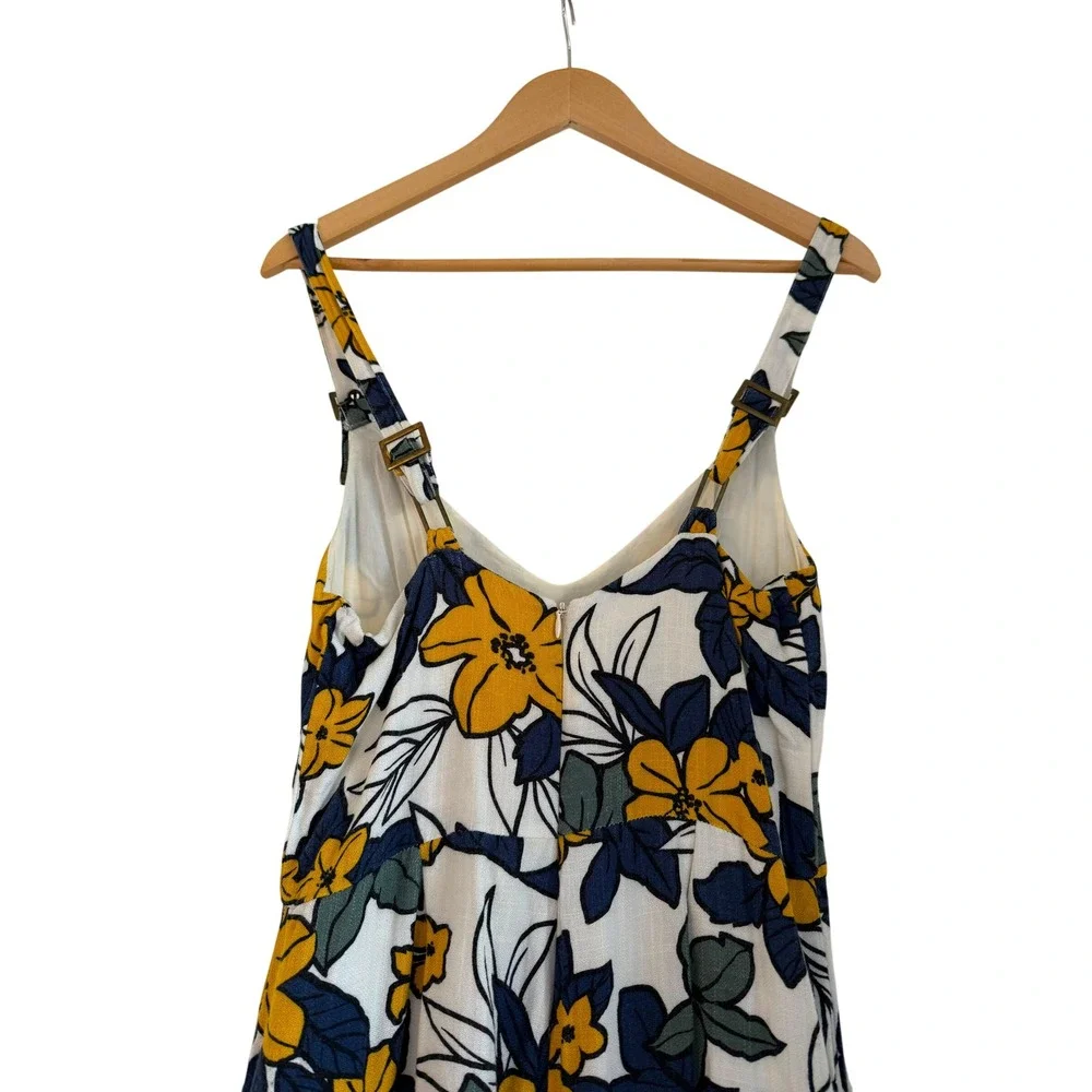 J.O.A. Los Angeles Floral Wide Leg Jumpsuit Small Yellow Navy Culotte Crop Lulus